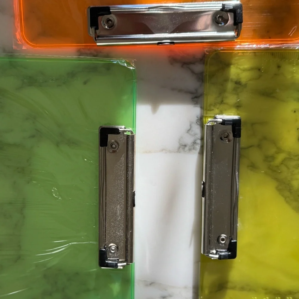 New Full-Size Neon Marble Clipboards | Set of 3 | Green, Yellow, Orange